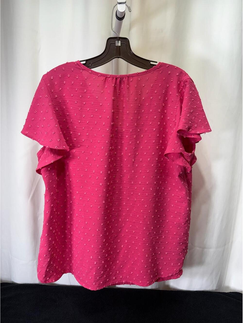 Counterparts Pink Short Sleeve Sheer Dotted Blouse Size L 2445 - Picture 2 of 10